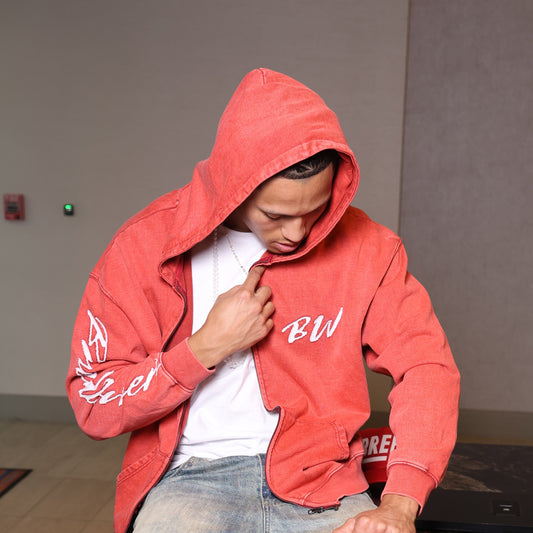 Red zip up hoodie