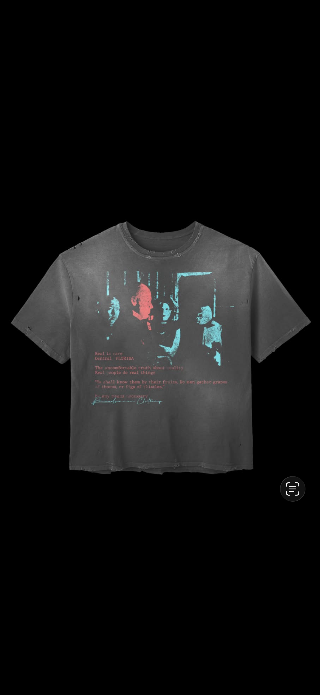 Real is rare, shadow gray cropped distressed tee shirt