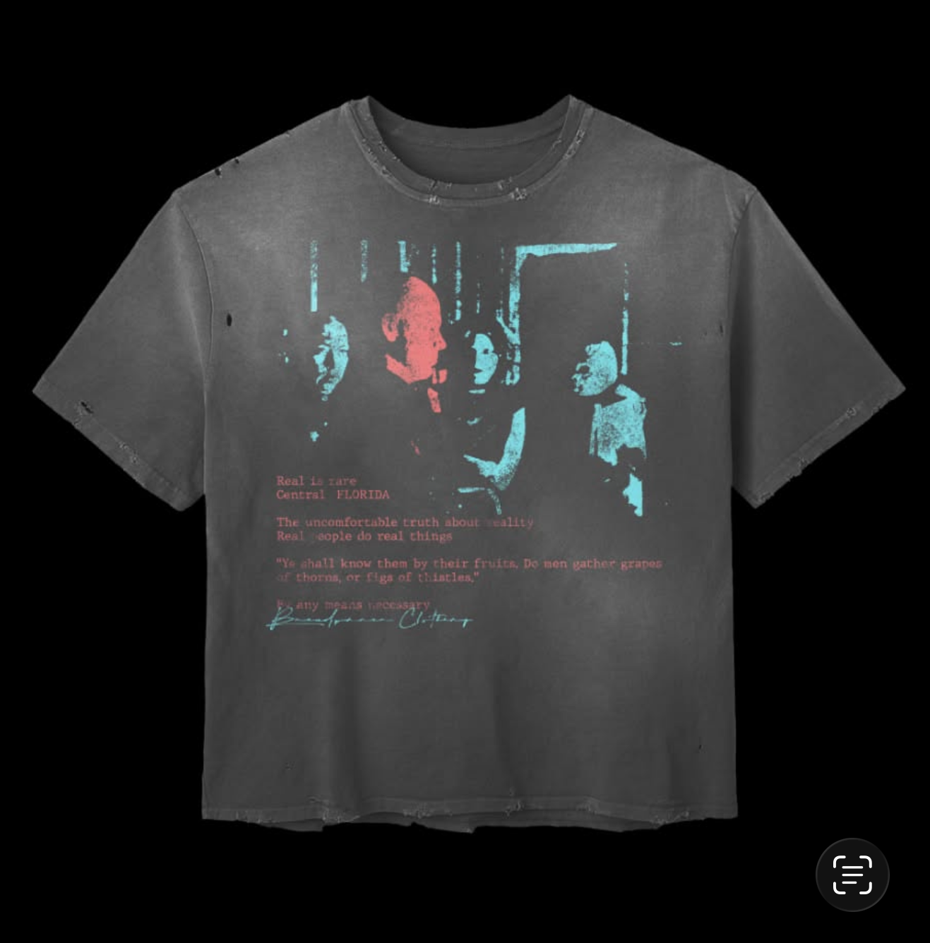 Real is rare, shadow gray cropped distressed tee shirt